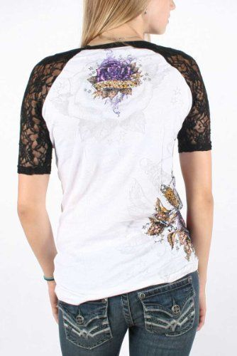 Жіноча футболка Sinful By Affliction Herbal Rhinestones T-shirt ціна