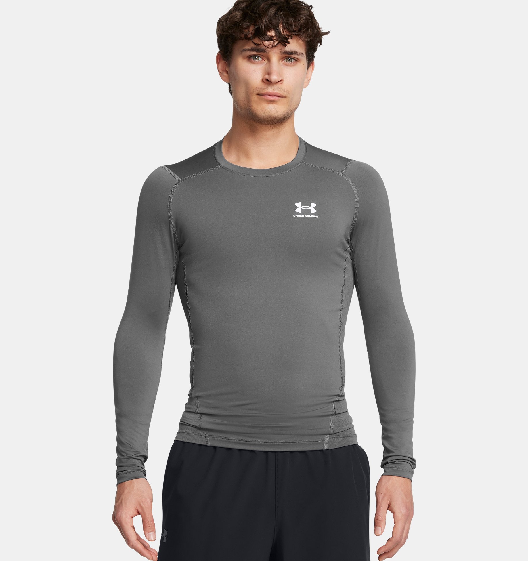 Mens Compression Long Sleeve Under Armour HeatGear® Castlerock White price