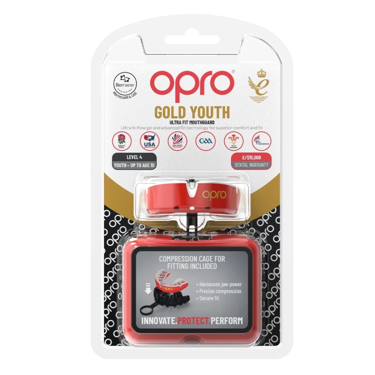 Детская капа Opro Self-fit GEN5 Youth Gold Red Pearl оригинал