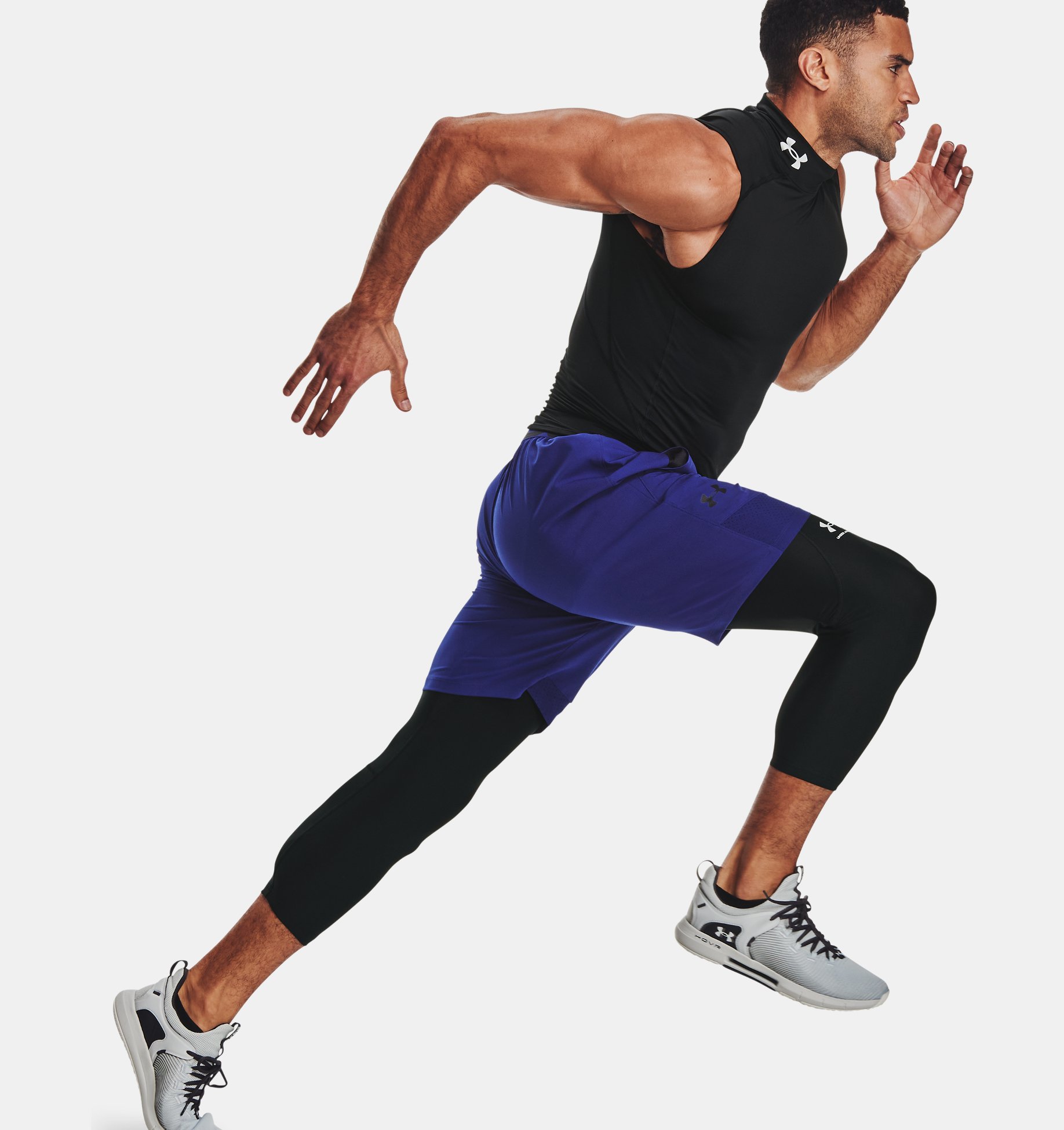 Mens Leggings Under Armour HeatGear® ¾ Black White photo