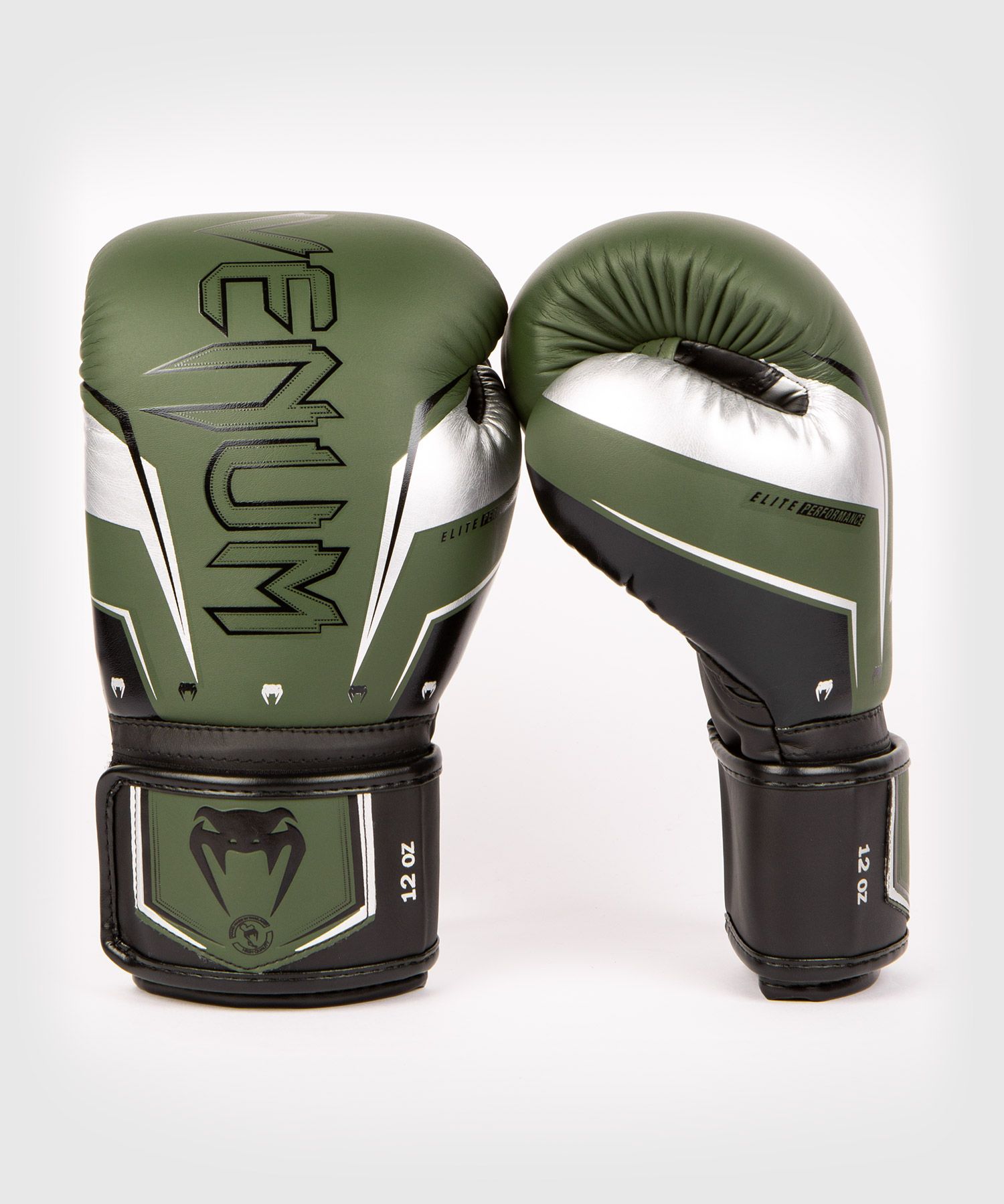 Venum Elite Evo Boxing Gloves Khaki Silver buy
