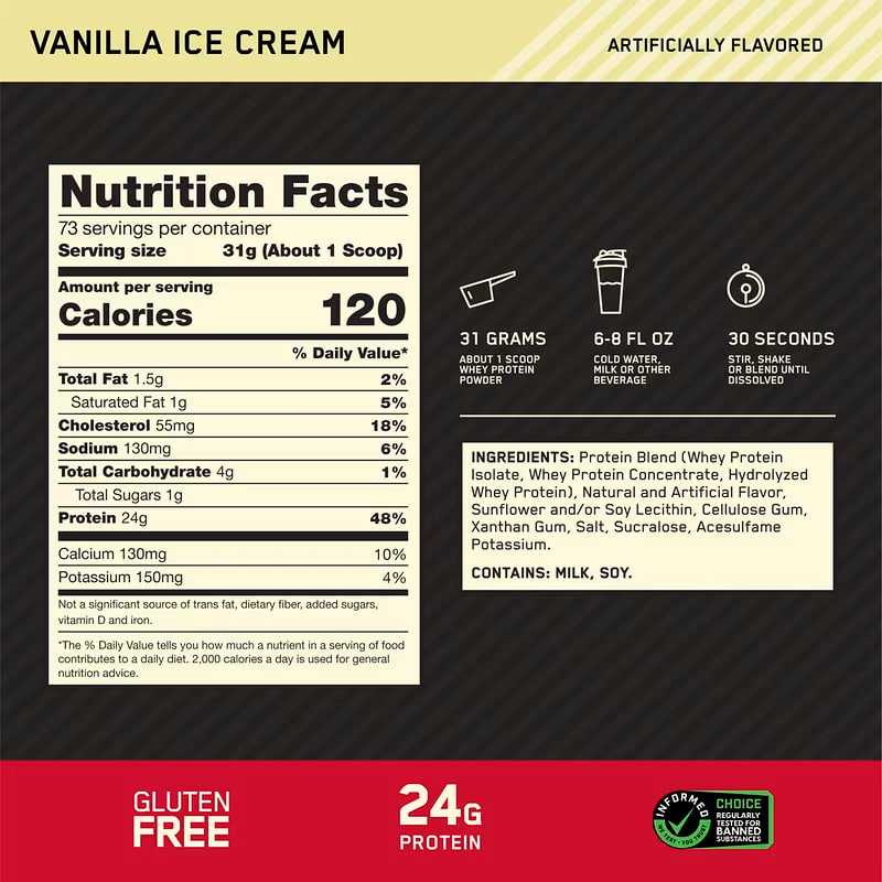 Optimum Nutrition Gold Standard 100% Whey Vanilla Ice Cream 2.26 kg price