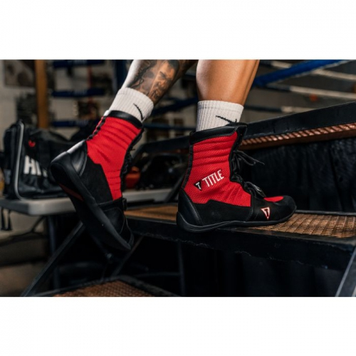 Боксерки Title Ring Freak Boxing Shoes Black Red фото