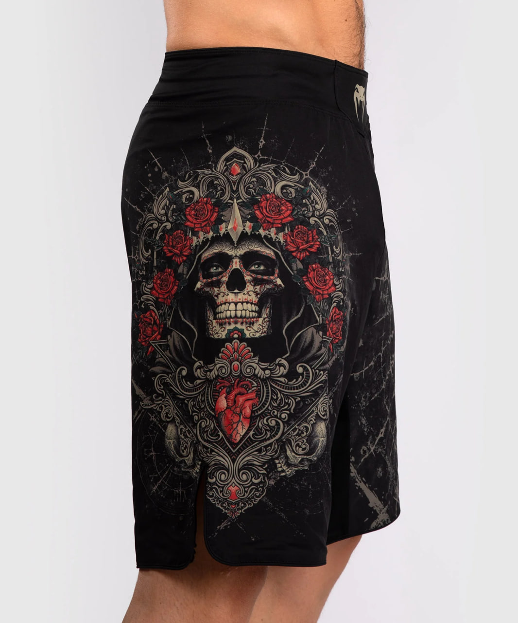 Venum Santa Muerte 5.0 Mens Fight Shorts Deep Black Gold photo