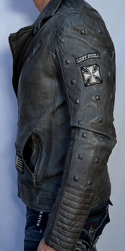 Кожаная куртка Affliction American Reborn Jacket Gun Metal фото