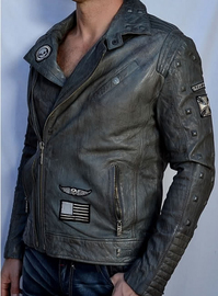 Кожаная куртка Affliction American Reborn Jacket Gun Metal, Фото № 2