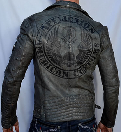 Кожаная куртка Affliction American Reborn Jacket Gun Metal