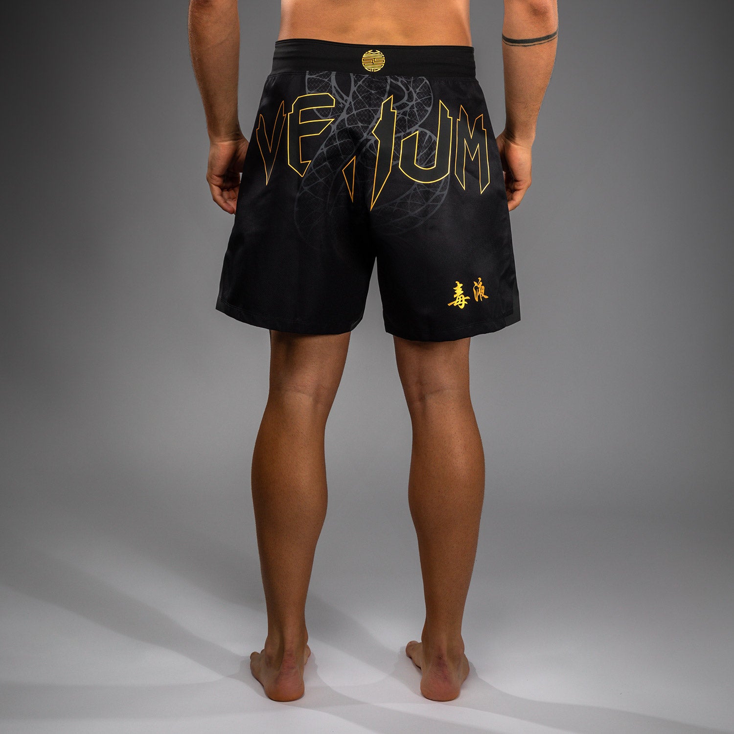 Бійцівські шорти Venum Serpenti Fightshorts Black Silver Gold оригінал