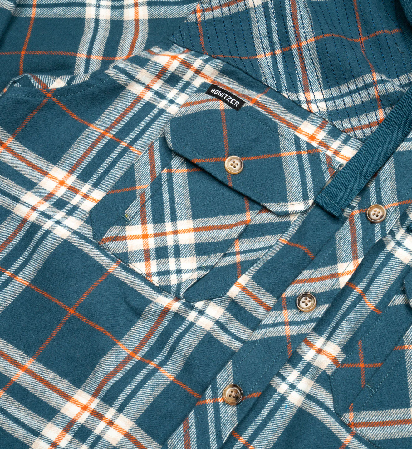 Howitzer Squad Longsleeve Hooded Flannel DK.Teal Shirt price