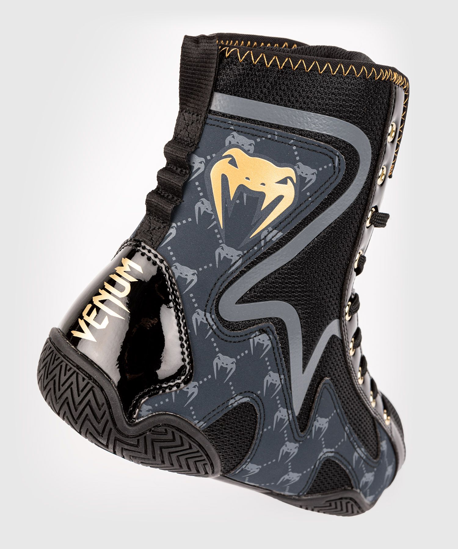 Venum Elite Evo Monogram Boxing Shoes Black Navy Blue photo