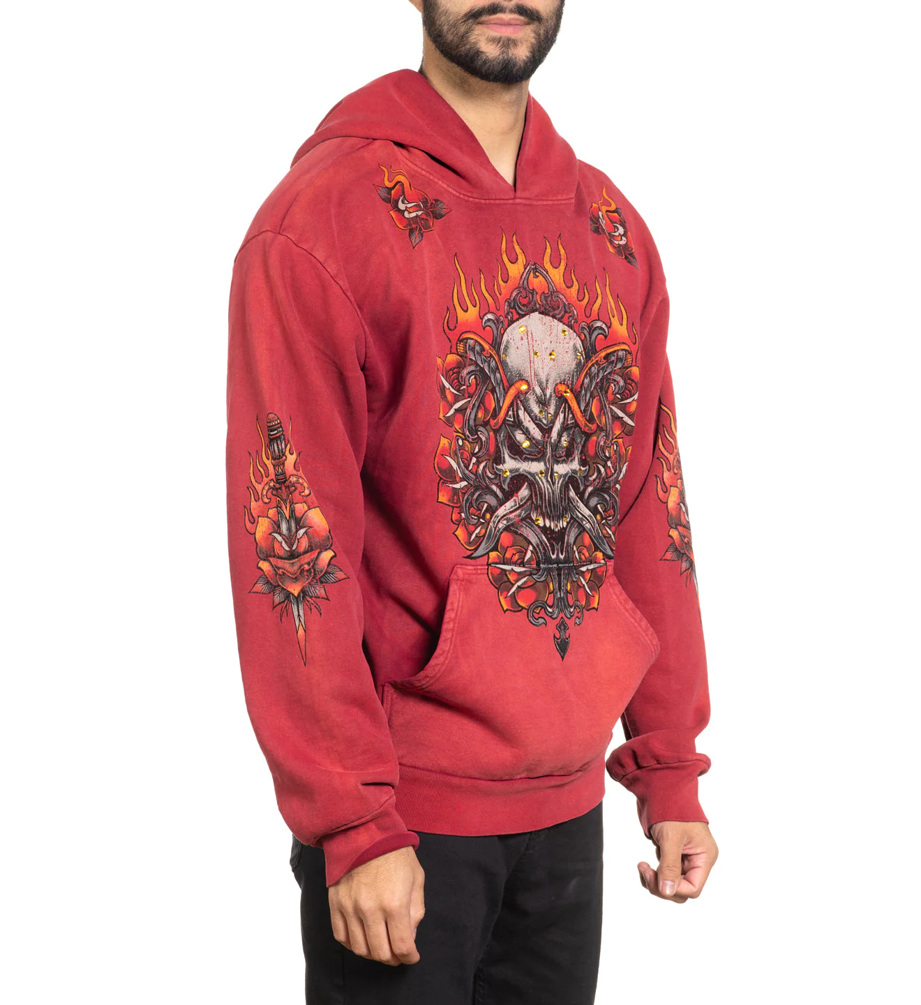 Affliction Toxic Tavern Po Hood Vtg. Red Potassium Spray photo