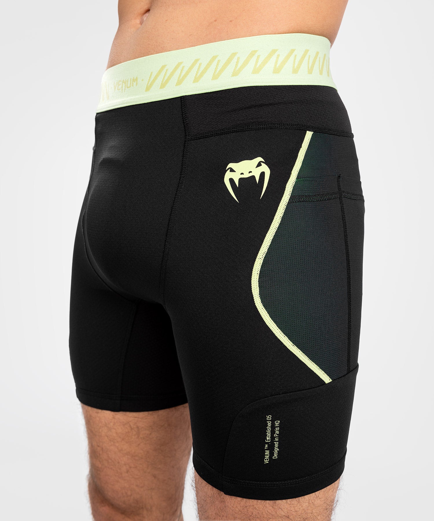 Venum Fusion 2.0 Mens Vale Tudo Black Yellow compression shorts photo