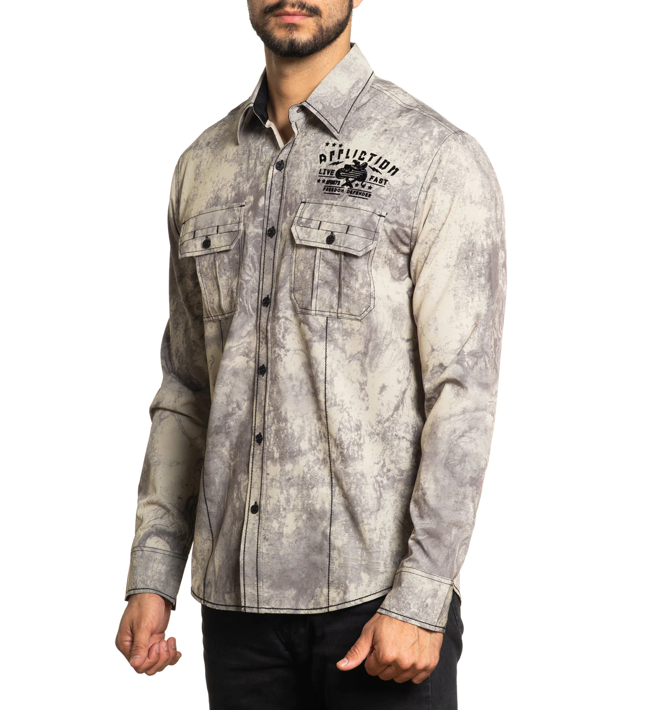 Рубашка Affliction Scorn Longsleeve Woven Khaki цена