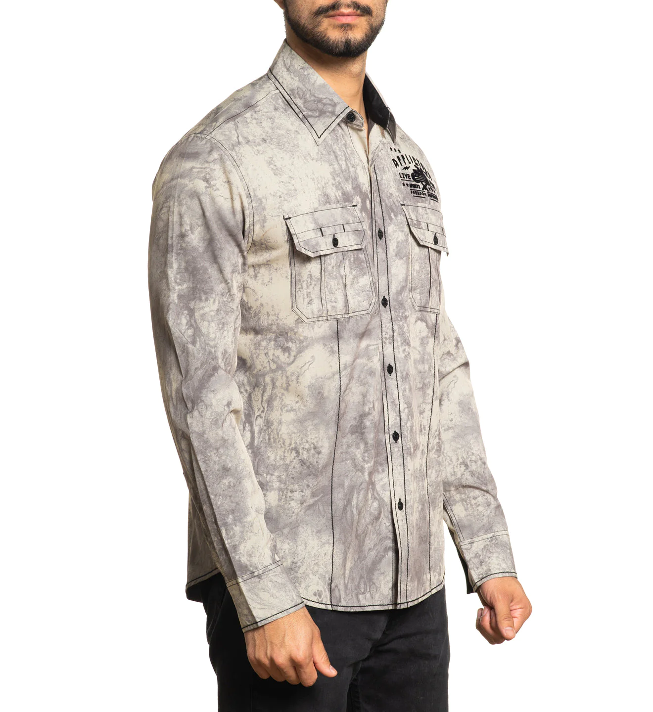 Рубашка Affliction Scorn Longsleeve Woven Khaki фото