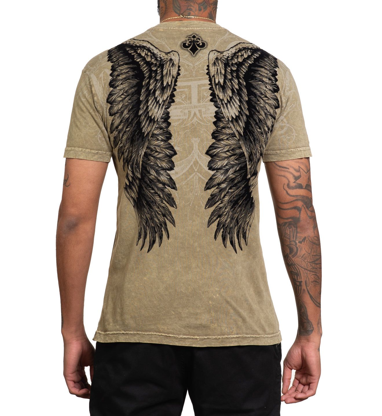 Футболка Affliction Harbinger Crew Tee Dusty Olive Lava Wash цена