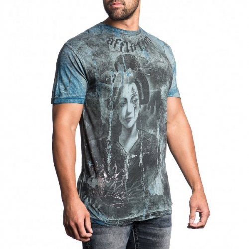 Футболка Affliction Geisha Stare Bamboo Blue купити