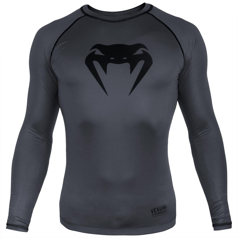 Компрессионная футболка Venum Contender 3.0 Compression T-shirt Long Sleeves Heather Grey/Black