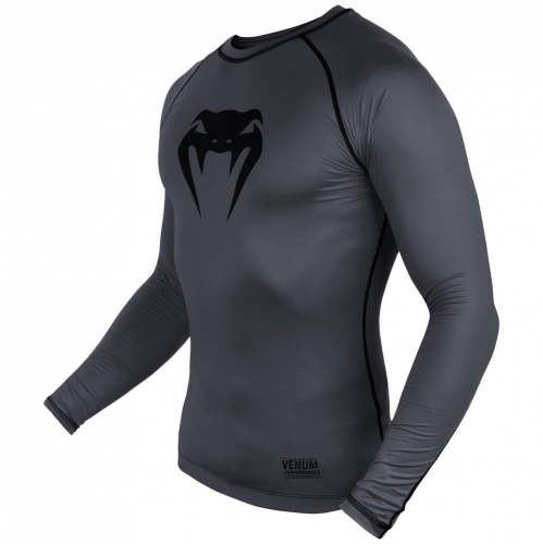 Компрессионная футболка Venum Contender 3.0 Compression T-shirt Long Sleeves Heather Grey/Black купить