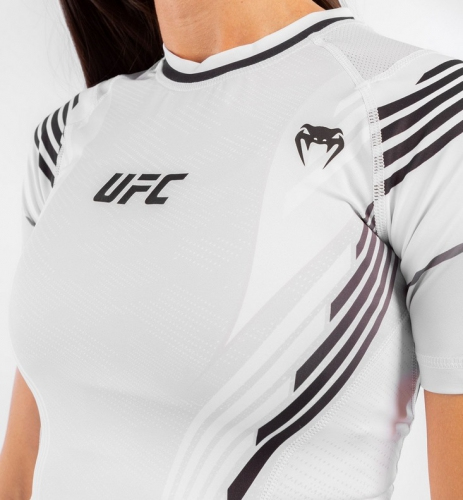 Venum Authentic UFC FightNight White Womens Short Sleeve Rashguard photo