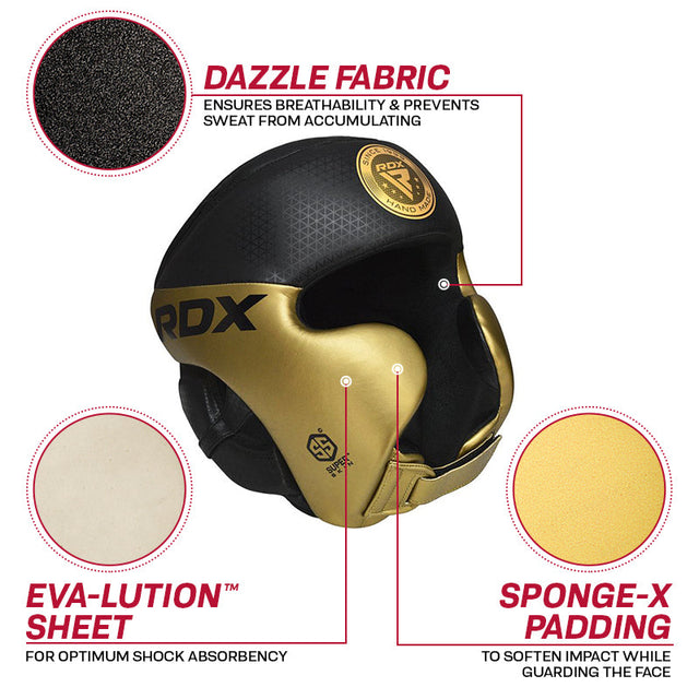 Helmet RDX L1 Mark Pro Cheek Boxing Training Head Guard Golden photo