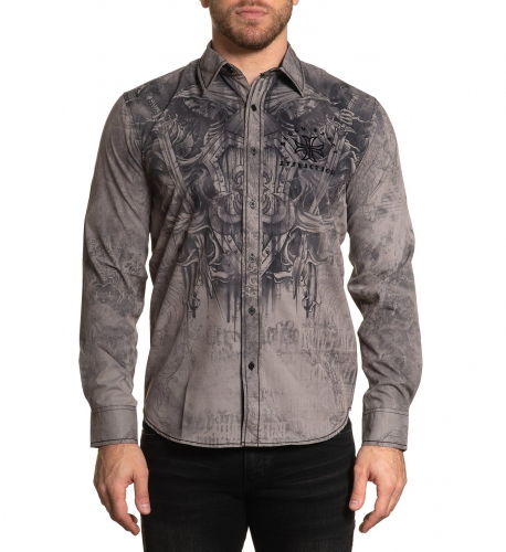 Affliction Conspiracy LS Woven Khaki shirt buy