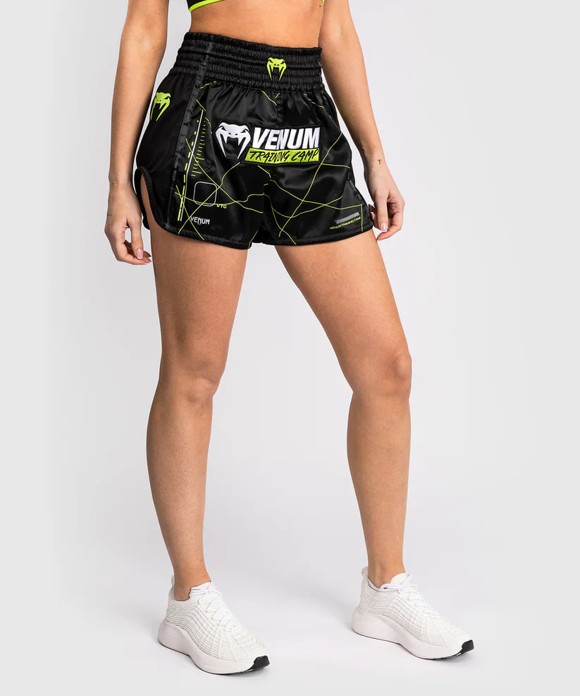 Жіночі тайські шорти Venum Training Camp 4.0 Muay Thai Short - Black/Neon Green купити