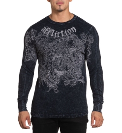 Affliction Angels Thermal Black Lava Wash long sleeve