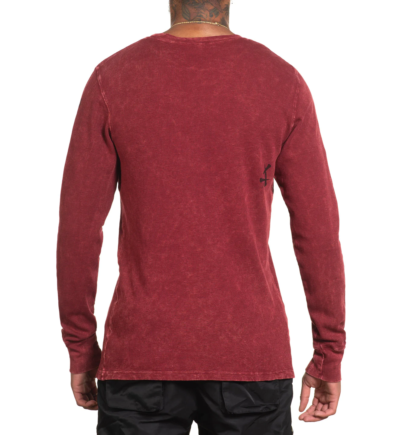 Лонгслів Affliction Crows Thermal Burgandy Lava Wash купити