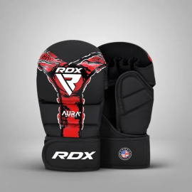 Рукавиці для ММА RDX F-17 Aura Plus Grappling Shooter Gloves Black Red