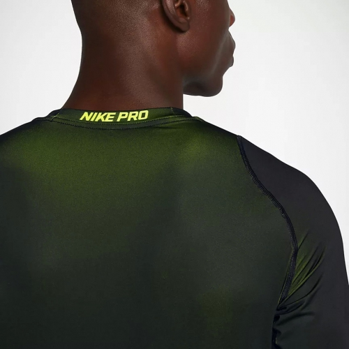 Nike Pro Colorburst Mens Long Sleeve Volt Black size