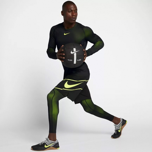 Nike Pro Colorburst Mens Long Sleeve Volt Black photo