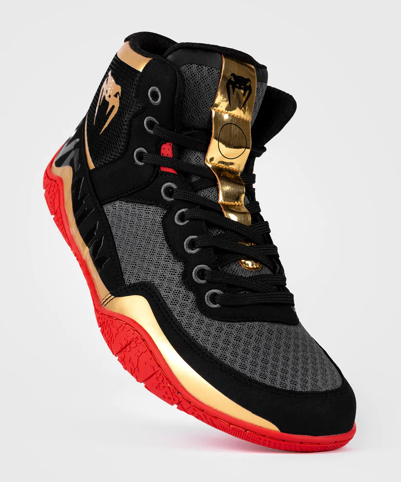 Борцовки Venum Elite Wrestling Shoes Black Gold Red купить