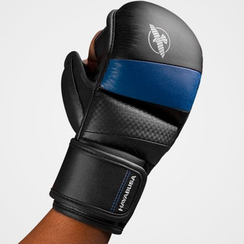 Гибридные перчатки для MMA Hayabusa T3 7oz Hybrid Gloves - Black Blue размер