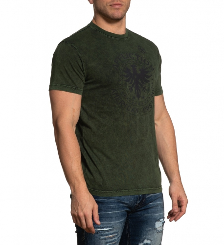 Affliction Abandon SS Tee Black Kelly Green Lava Tint T-shirt original