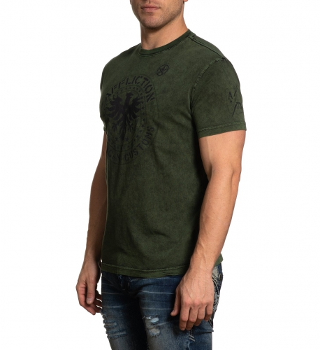 Affliction Abandon SS Tee Black Kelly Green Lava Tint T-shirt price
