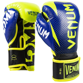 Боксерские перчатки Venum Hammer Pro Velcro Nappa leather Loma Edition Blue Yellow, Фото № 2