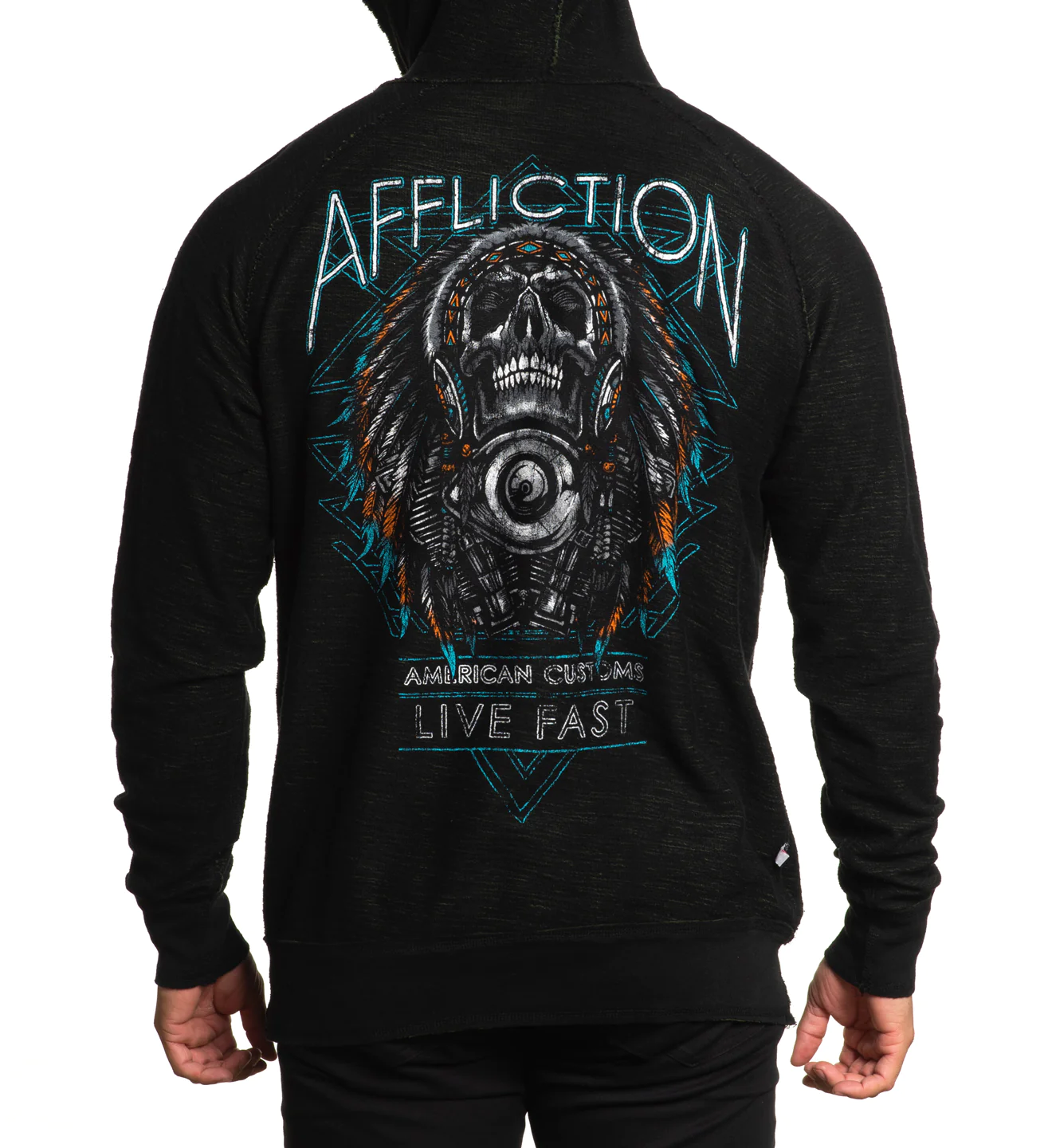 Reversible hoodie Affliction Stone Grail Rev PO Hood Mil.Green Crystal Wash/Black buy