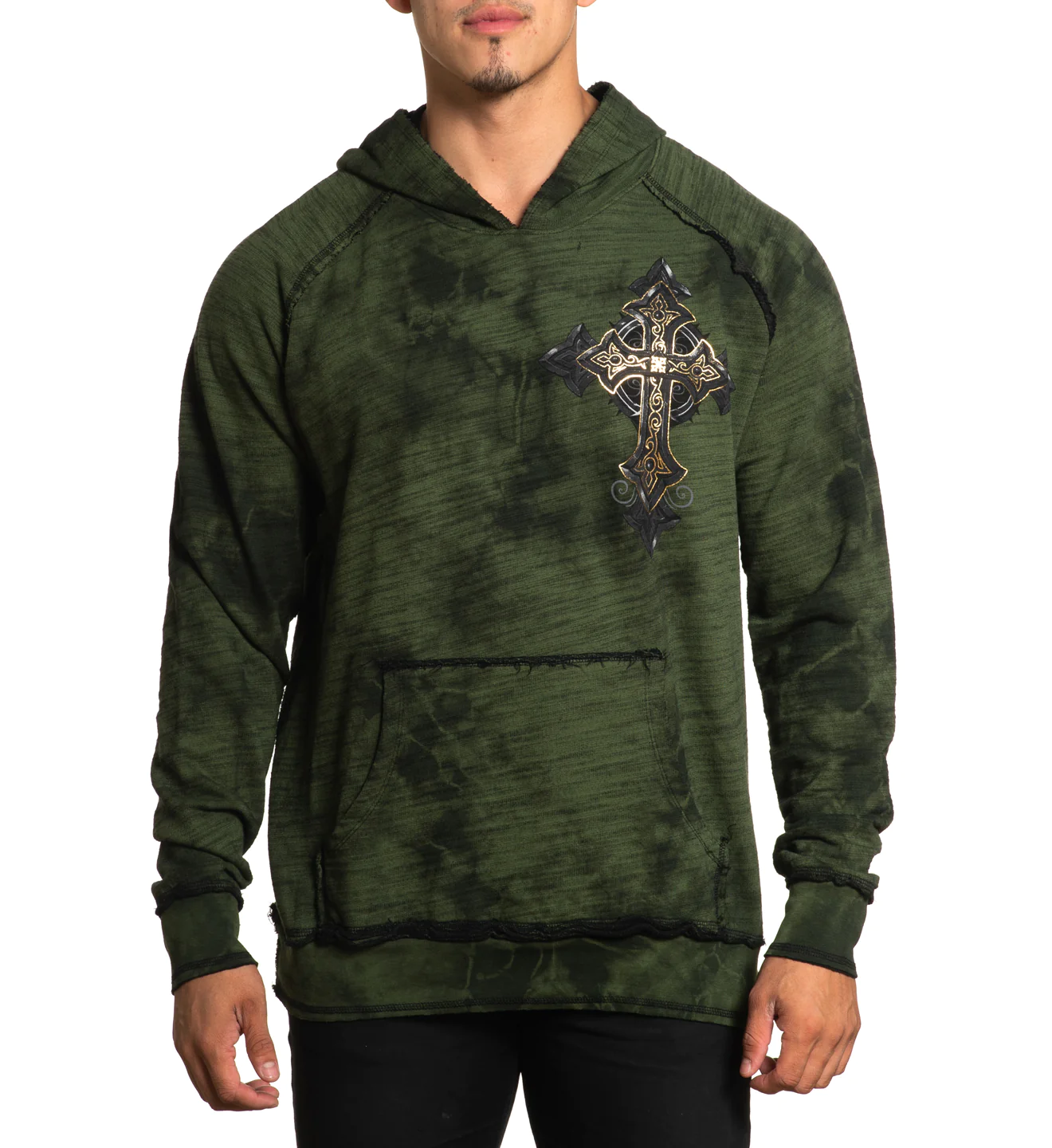 Reversible hoodie Affliction Stone Grail Rev PO Hood Mil.Green Crystal Wash/Black price