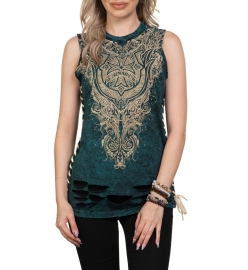 Womens Affliction Lorraine Sleeveless Baby Tee