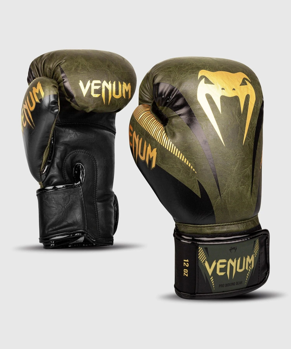 Боксерские перчатки Venum Impact Boxing Gloves Khaki Gold