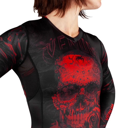 Venum Santa Muerte 3.0 Long Sleeves Rashguard Black Red For Women size
