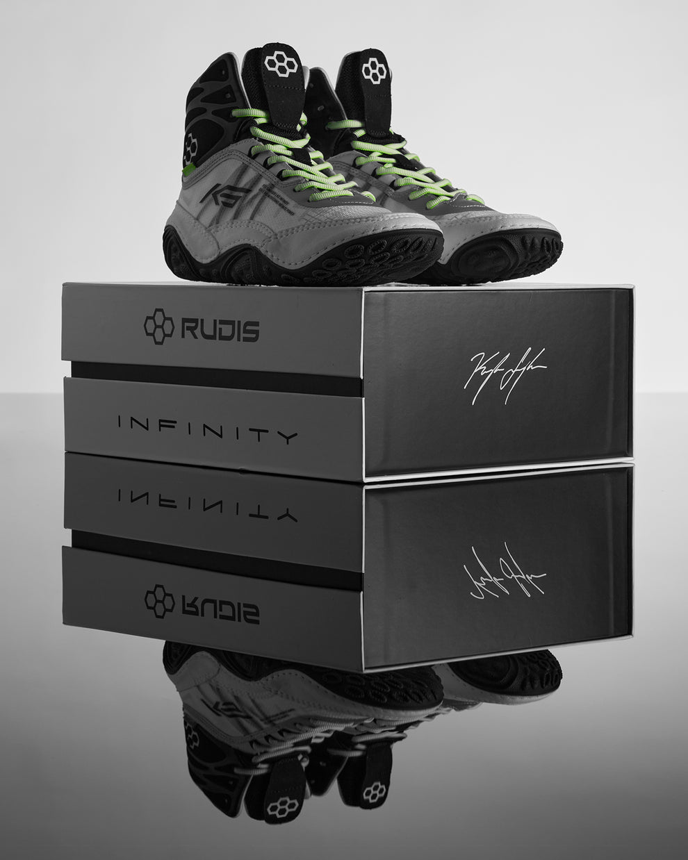Rudis KS Infinity Adult Wrestling Shoes Yang White Lime photo