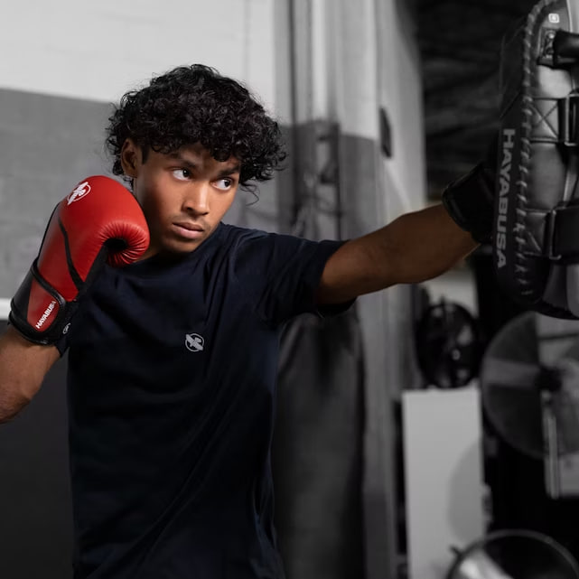 Hayabusa E1 Kids Boxing Gloves Red Black photo