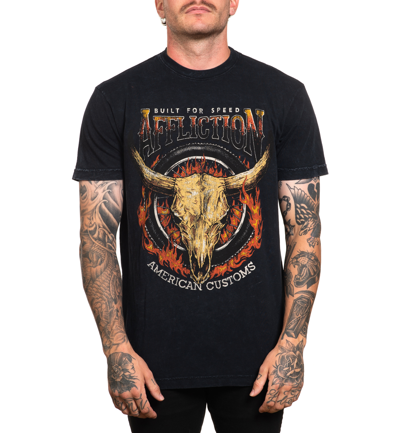 Affliction AC Midwest Run Black Lava Wash T-shirt