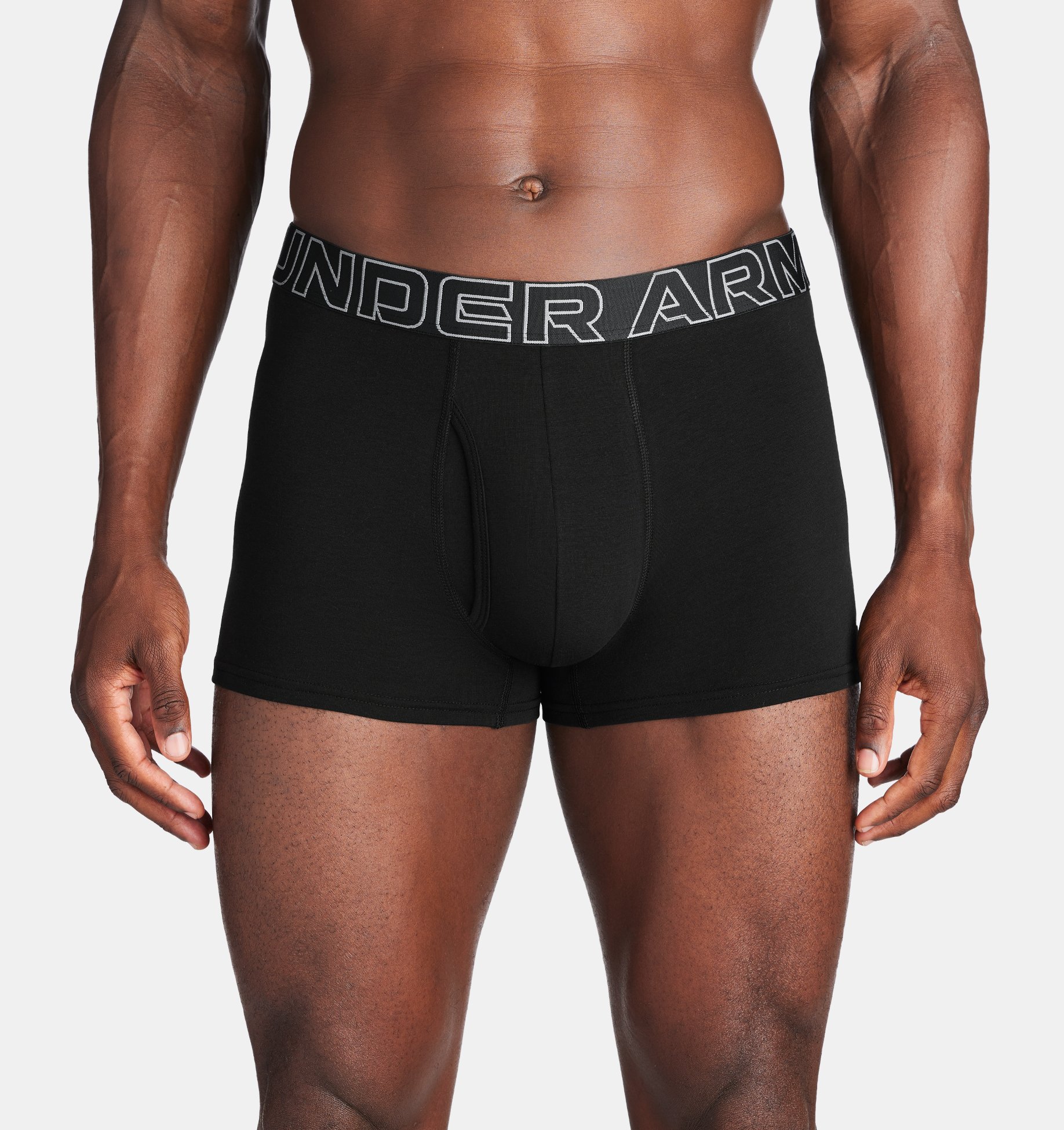 Mens Boxerjock UA Performance Cotton Solid 3 3pk Black Steel buy