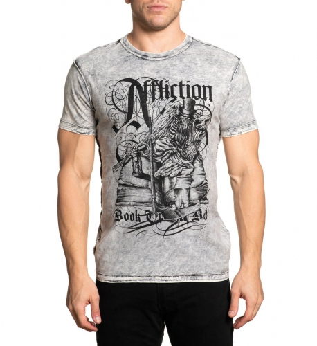 Двусторонняя футболка Affliction Bias SS Rev Tee Grey Lava Tint купить