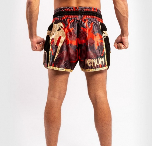 Шорти для тайського боксу Venum Giant Camo Muay Thai Shorts Black Red купити
