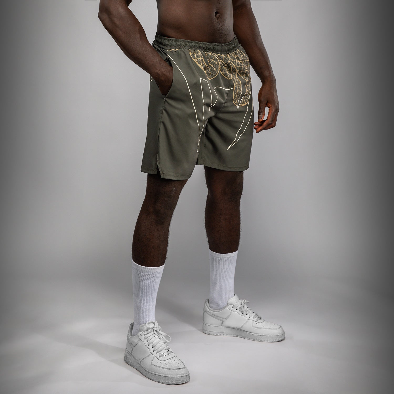 Тренировочные шорты Venum Serpenti Training Shorts Kaki Bronze Ivory купить