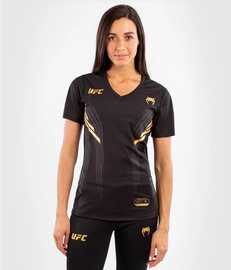 Жіноча футболка Venum Authentic UFC FightNight Dry Tech Black Gold
