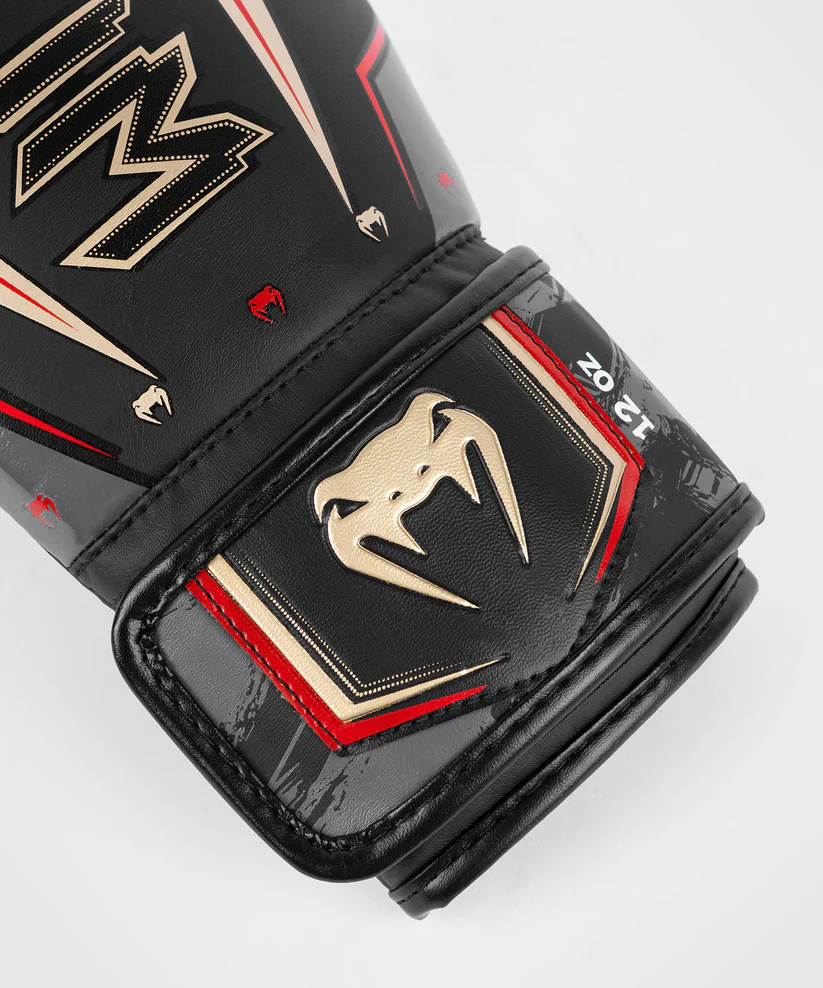 Боксерські рукавички Venum Elite Evo Boxing Gloves - Black Gold Red ціна